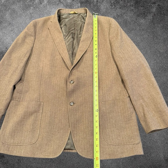 Brooks Brothers Blazer Mens 48R Tan Herringbone Sport Coat Classic Preppy Jacket - Picture 3 of 7